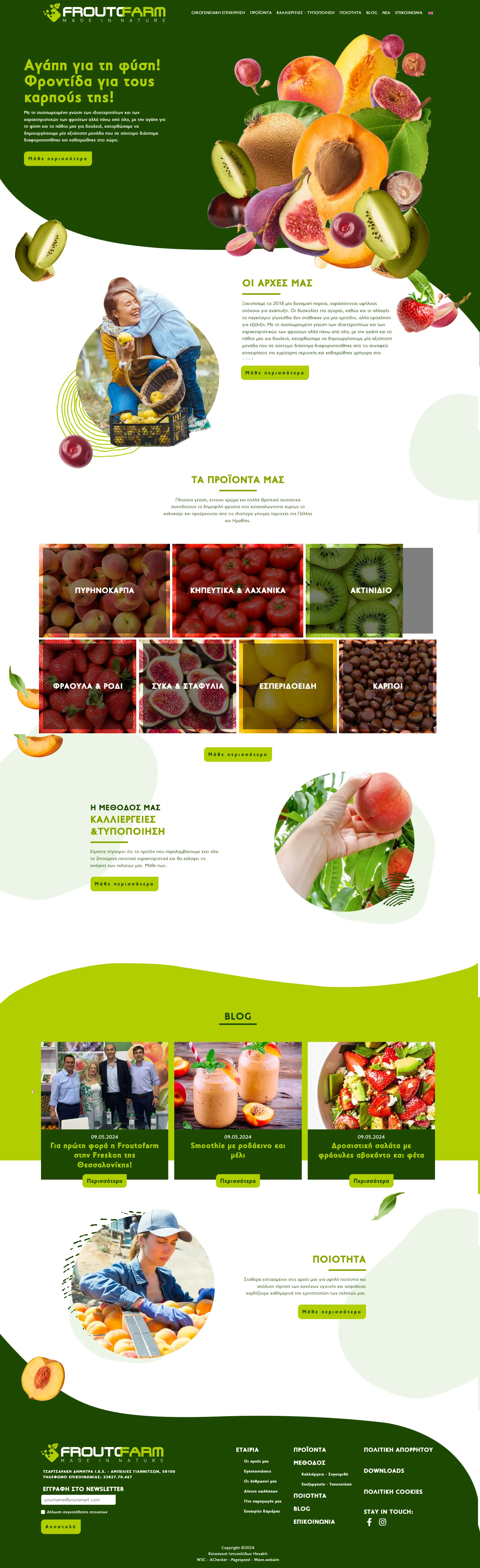 Hexabit web design - Τυποποίηση και εξαγωγή νωπών φρούτων FroutoFarm